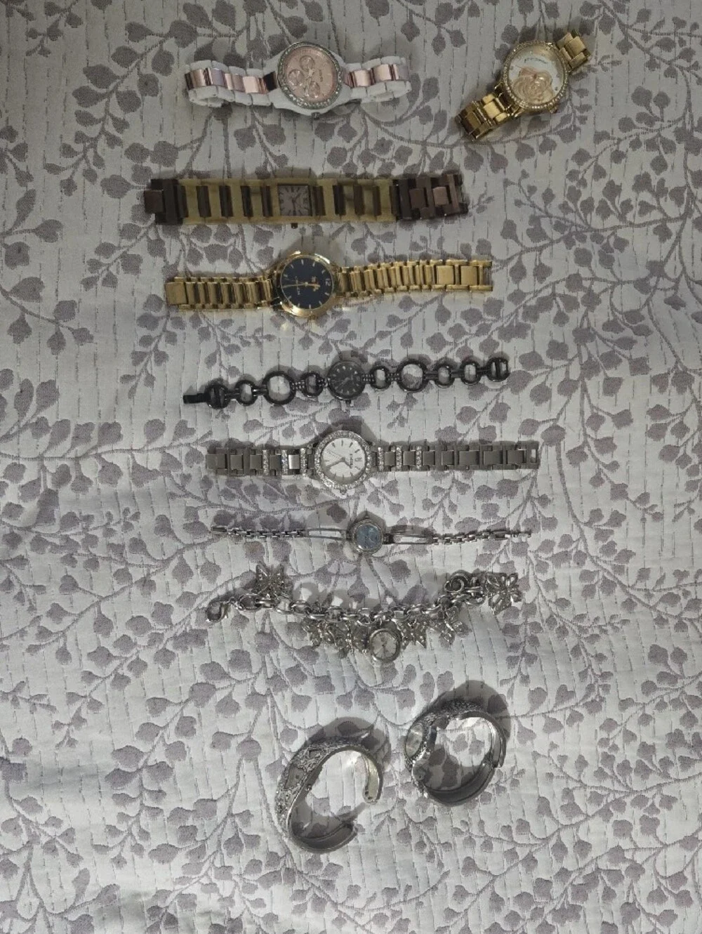 Women's Mixed Silver and Gold Tone Watch and Bracelet Set - Multi-Color